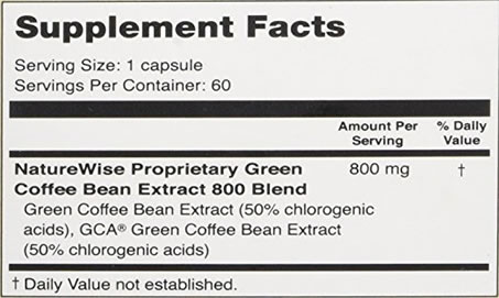 Supplement Ingredients in NatureWise Green Coffee Bean Extract